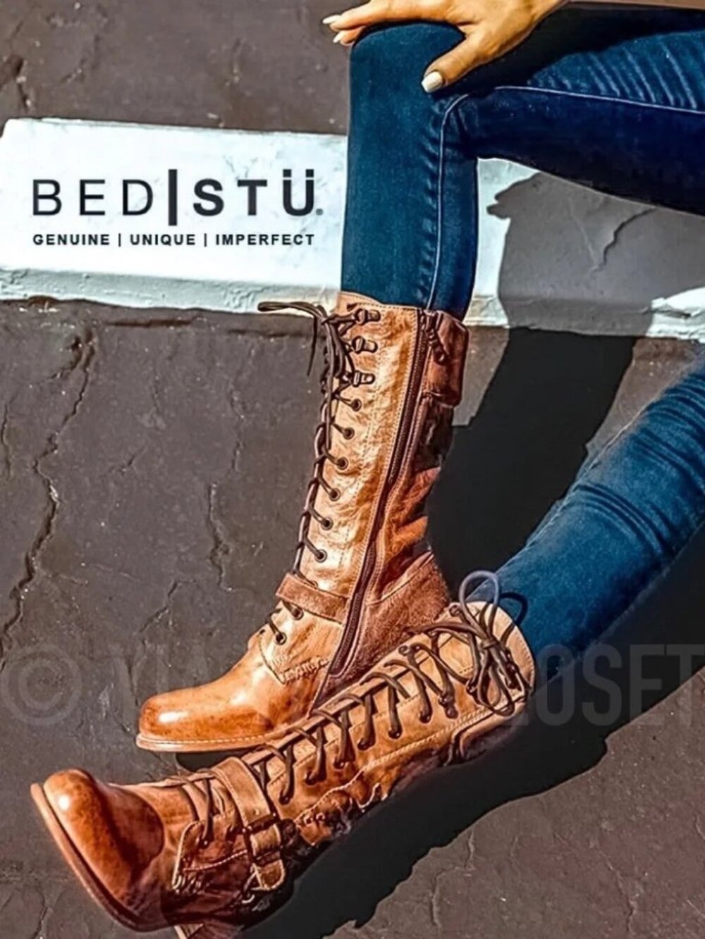BED|STÜ Shelby Mid-Calf Lace-Up Leather Boots Size 8.5